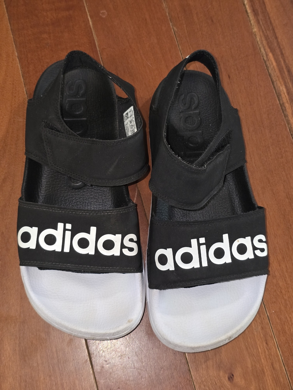 adidas Adilette Sandles in Black and White